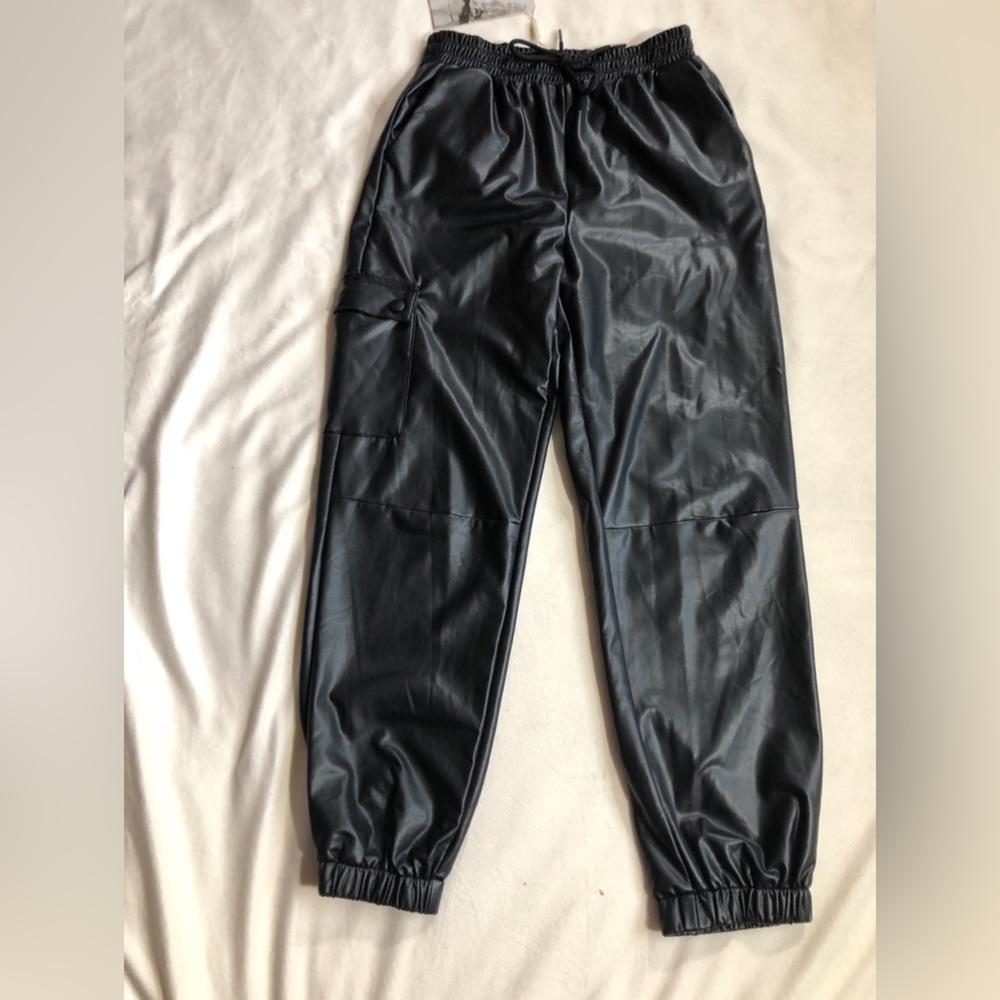 Hannah Banana Faux Leather Jogger Pants